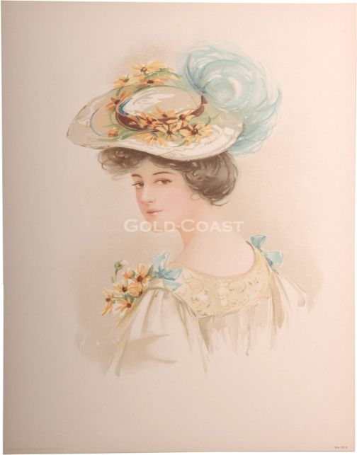 47 DIFFERENT 1903 10 Victorian Color Litho Lady Prints  