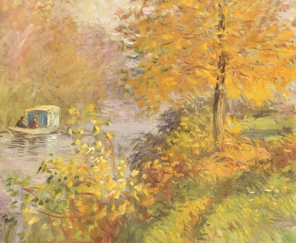 MONET STUDIO BOAT SCENE LG FRAMED CANVAS GICLEE REPRO  