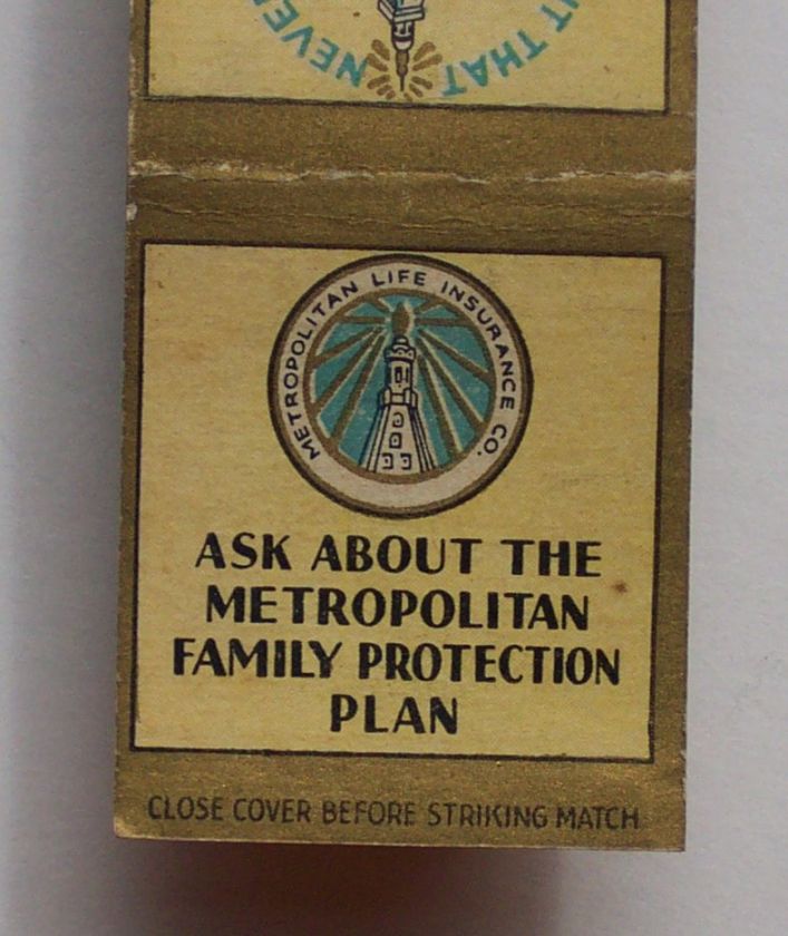 1940s Matchbook Metropolitan Life Building NYC NY MB  