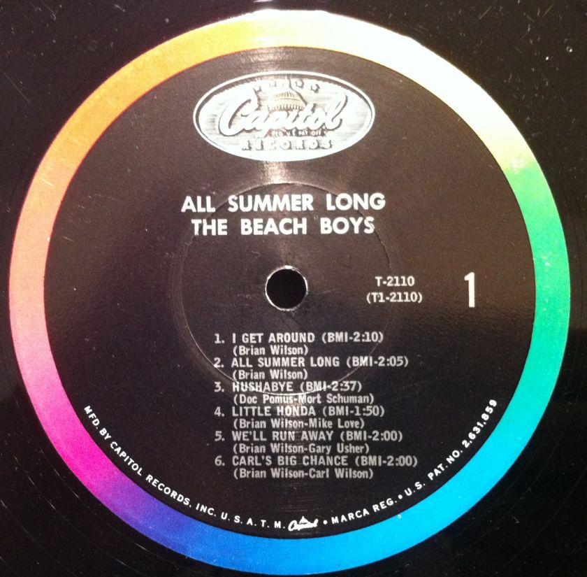 THE BEACH BOYS all summer long LP VG T 2110 Vinyl 1964 Mono Orig 