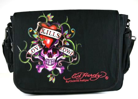 ED HARDY Bag LEO Love kills slowly Allover Messenger  