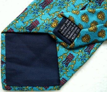 Versace Versus Tie Yellow Vines & Red Signs Bluish Green Necktie 