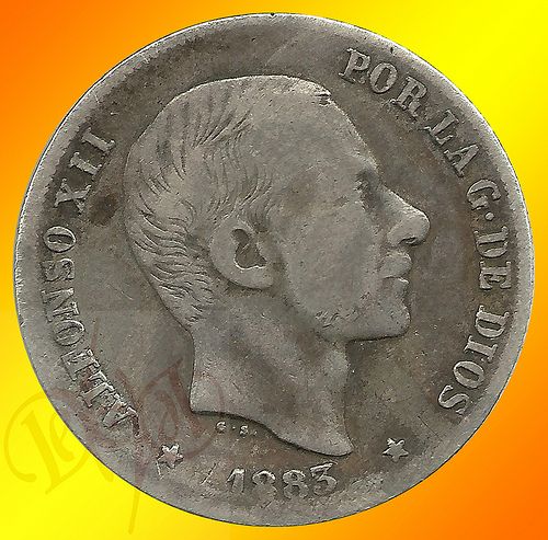 SPAIN PHILIPPINES 20c 1883 Alfonso XII KM#149 Silver  