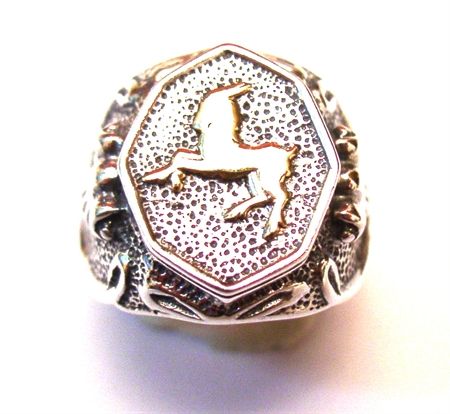 Mens Sterling Silver Signet Ring Gold 9K Capricorn  