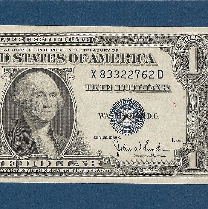 US CURRENCY 1935C $1 SILVER CERT Old Paper Money, in CU  