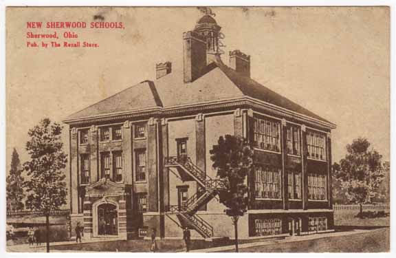 Postcard New Sherwood Schools in Sherwood, Ohio  