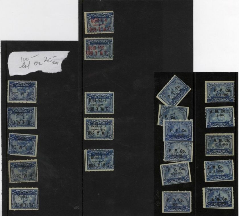 US Stamps Proprietary Early Study With Overprints  