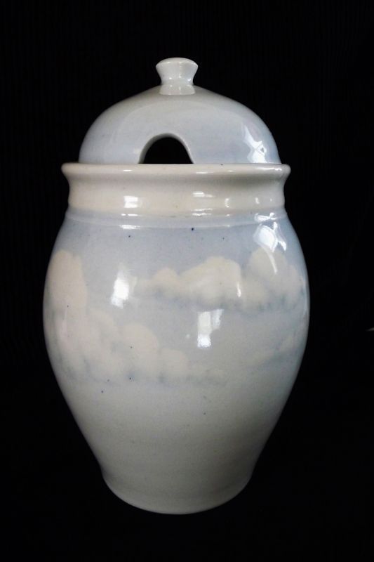 Porcelain Cloud Painting Large HONEY POT Unsigned  