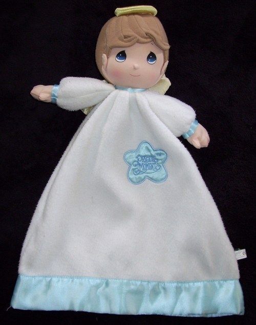 Precious Moments Angel Boy Satin Star Trim Baby Blanket  