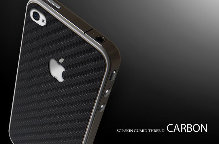 SGP Skin Guard Carbon Black Package for Apple iPhone 4 4S (Included 