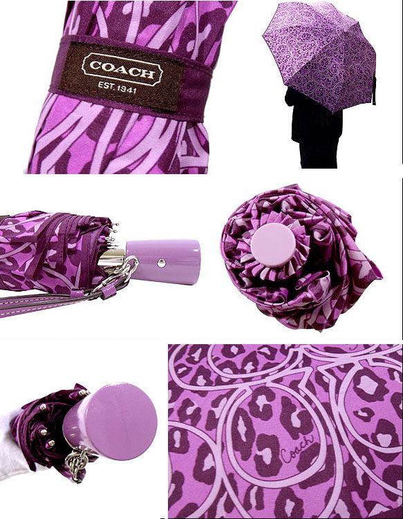 NWT Coach Sis Ocelot OC Compact Purple Umbrella F61251 SV/U4  