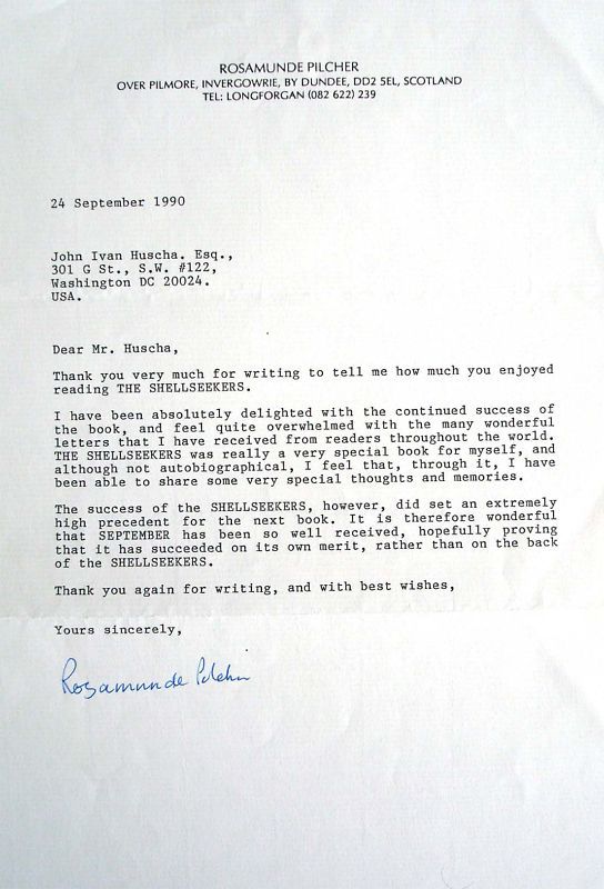 Rosamunde Pilcher Author rare typed and signed letter  