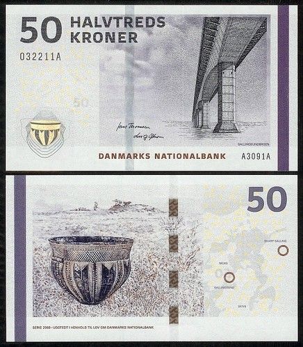 DENMARK 50 KRONER 2009, A3, type 1, P65 UNCIRCULATED  