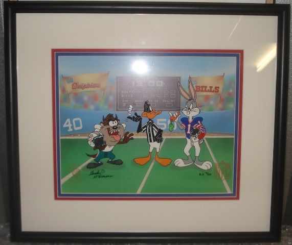 FOOTBALL DOLPHINS BILLS BUGS BUNNY TAZ FRAMED WB CEL  