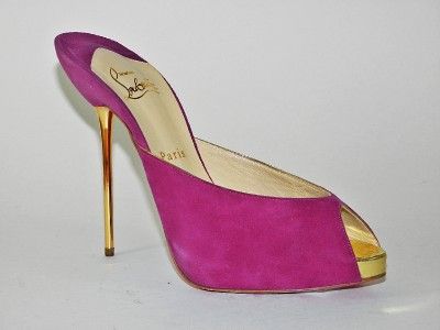 CHRISTIAN LOUBOUTIN Elizabeth 120 Fuchsia Suede Slide Heels Sandal 