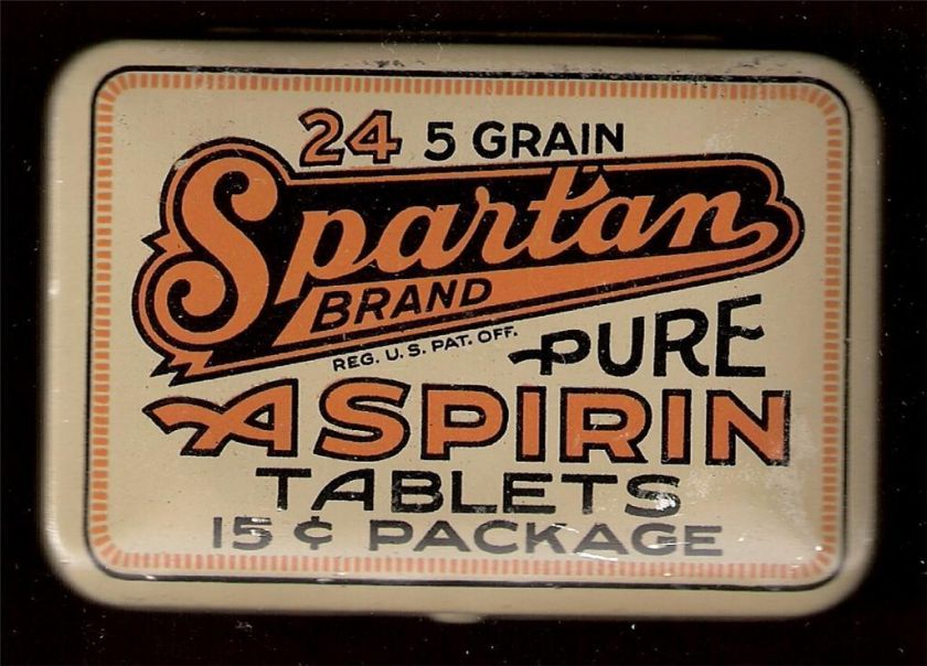 Spartan Brand Aspirin Tablet Tin Unused Old Stock  