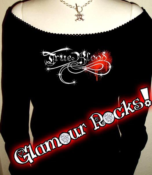 TRUE BLOOD RHINESTONE OFF SHOULDER SHIRT TOP S/M L XL  