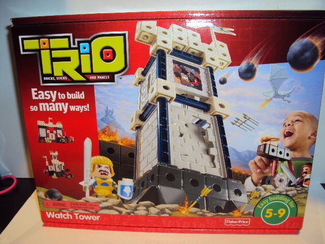 Fisher Price Trio Watch Tower building blocks bricks sticks panels 