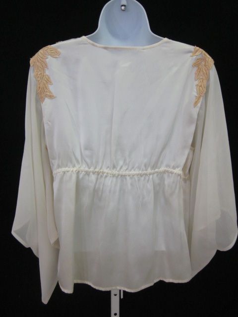 AUGUST SILK Cream Tie Robe Intimates Wrap Sz M  