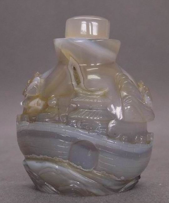 19th C. Chinese Agate Carved Snuff Bottle  