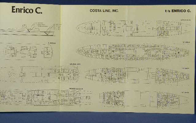 1981 Deck Plan Costa Cruise Ship   t/s ENRICO C.  