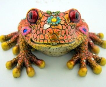 New Unique Home Decorative Orange Frog Mosaic Mirror Figurine 