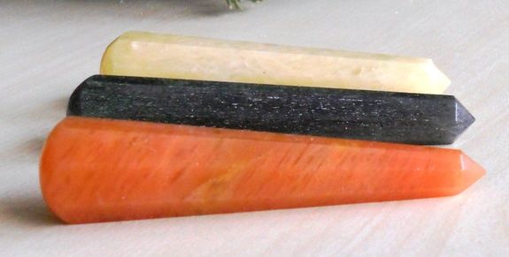   ORANGE AVENTURINE GEM STONE MASSAGE WANDS SET, CRYSTAL HEALING  