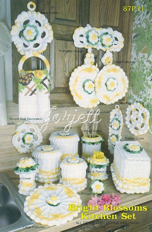 Bright Blossoms Kitchen Set, Annies crochet patterns OOP new  
