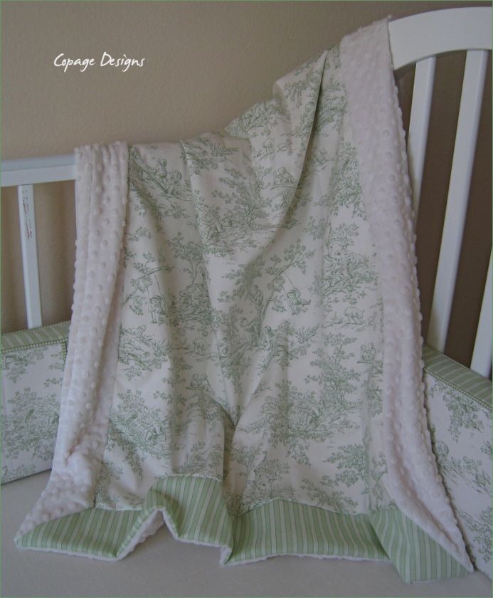 SAGE GREEN CENTRAL PARK TOILE BABY CRIB BEDDING SET NEW  