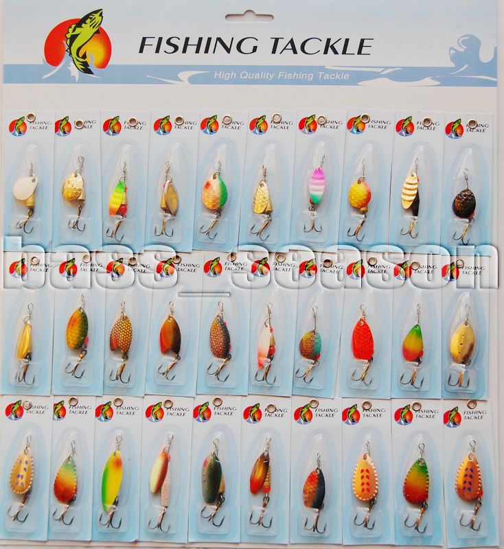 Top Fishing Gear 30 Pcs Assorted Spoon Metal Fishing Lure Spinner 