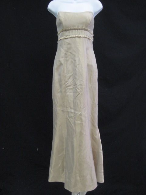 BADGLEY MISCHKA Tan Strapless Long Bridesmaid Dress 4  