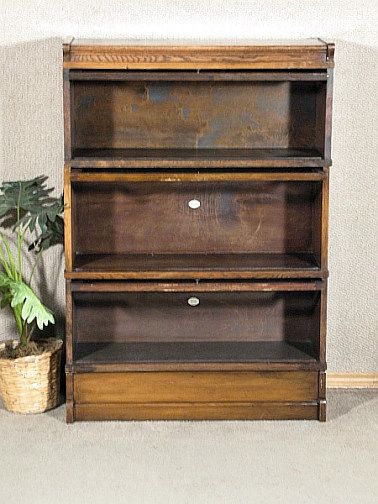 ANTIQUE 3 Shelf OAK Stacking Barrister LAWYERS BOOKCASE l13  