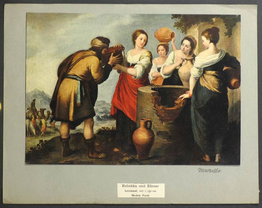 Bartolome Esteban Murillo vintage Rebecca and Eliezer  