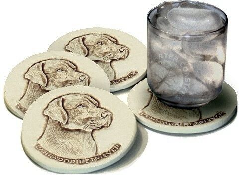 LABRADOR CUSTOM SANDSTONE THIRSTY DRINK BAR COASTERS  