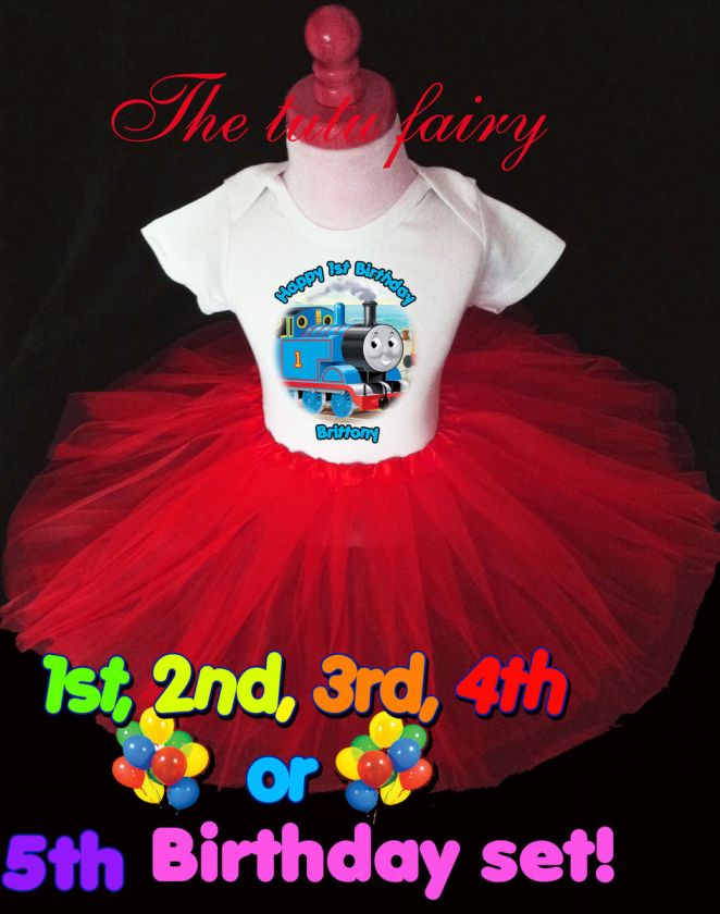 Thomas the train Birthday Girl Party shirt & red tutu set outfit name 