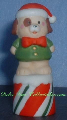 Thimble   Chritmas Dog   Bisque Porcelain   Enesco  