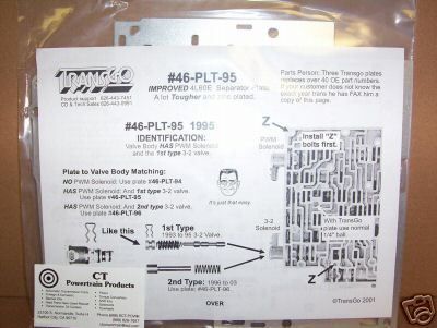 TRANSGO 4L60E NEW VALVE BODY PLATE 1995 HEAVY DUTY  