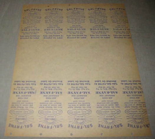 SHEET of 10   SAL FAYNE Headache Medicine MATCHCOVERS  