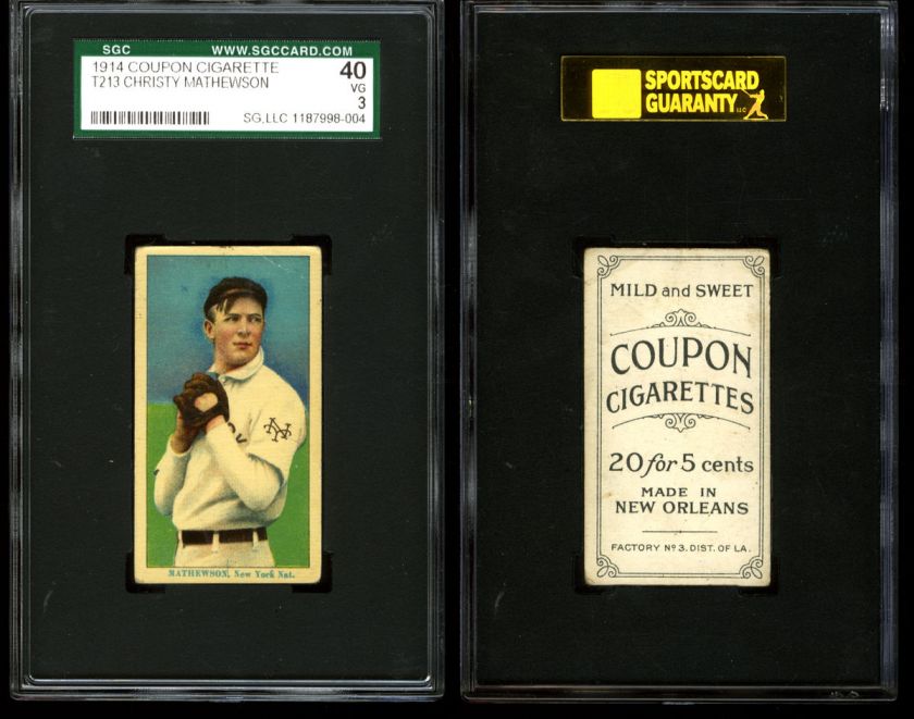 1914 T213 Coupon Cigarette CHRISTY MATHEWSON New York HOF SGC 3  