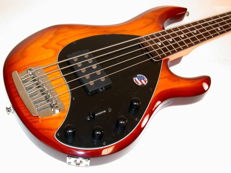 Sterling by Music Man Ray35 HB 5 String Bass with GigBag, Honeyburst 