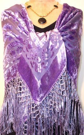 Poncho Shawl Top Silk Burnout Velvet Lavender  