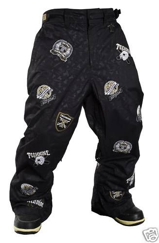 2010 Technine Patch Snowboard Pants Black Emboss XL  
