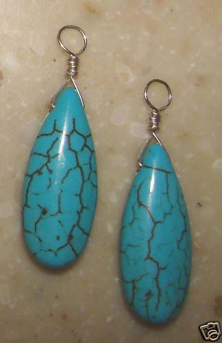 Long Turquoise Tears INTERCHANGEABLE Earring Charms SS  