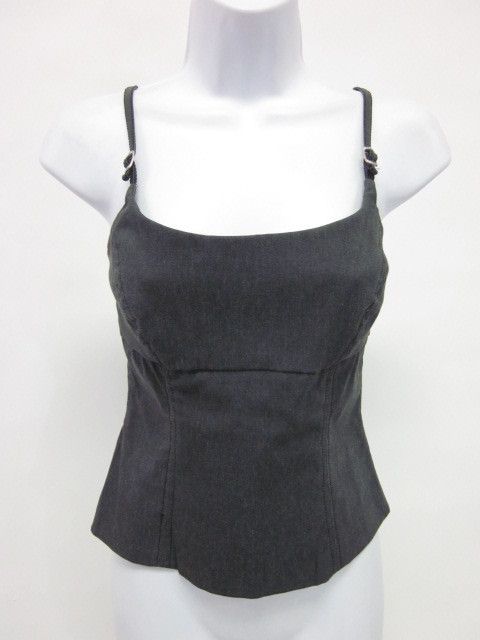 BISOU BISOU Gray Cropped Tank Top Blouse Camisole Sz 8  