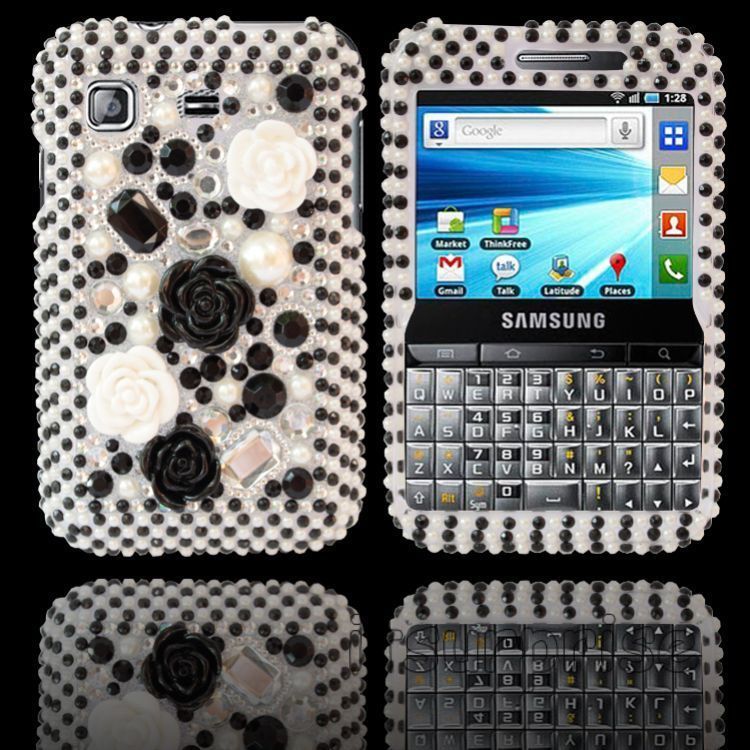 Bling Black Rose Hard Case For Samsung Galaxy Pro B7510  