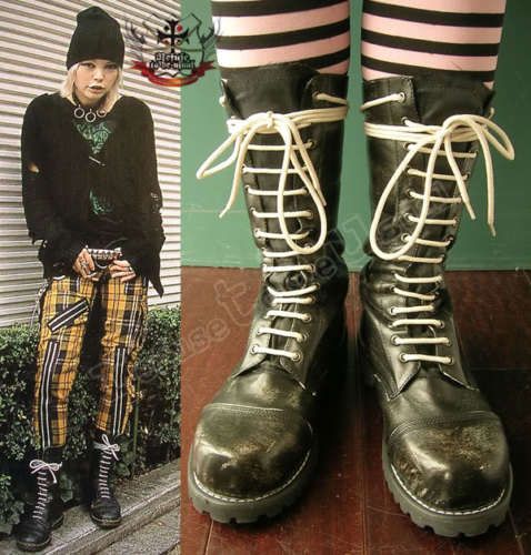 14 HOLE MARTIN BIKER NANA BOOTS PUNK 10.5/11 BLACK 44  