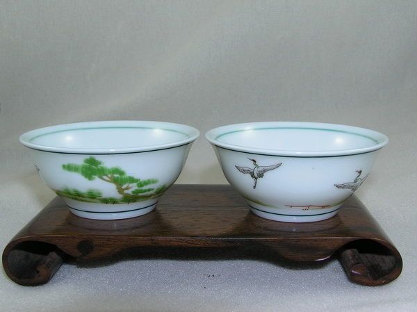 Lucky Crane   Chinese Tasting Teacup 30cc set of 2 pcs  