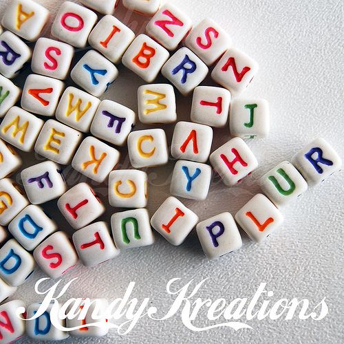   12mm letters Kandi RAVE Alpha CUBES block pony 4 kid bracelets  