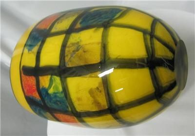 Ioan Nemtoi   Bowl Yellow Karo  Hand blown glass art  