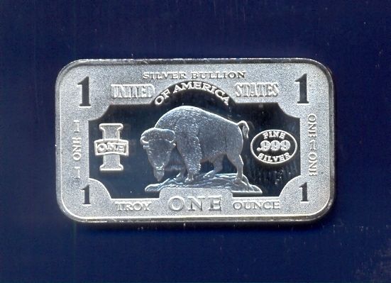 Buffalo Bill left facing   1oz Silver Art Bar  